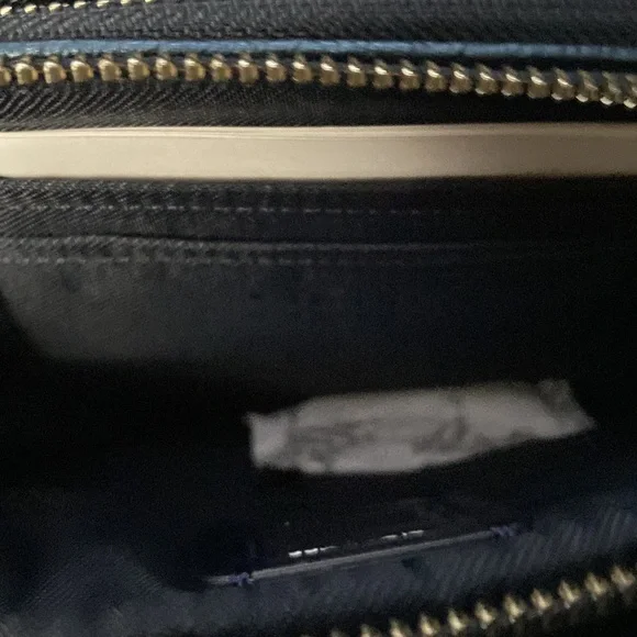 Coach Crossbody Metallic Blue Studded Rivets Star NASA Wristlet Bag Purse Wallet - Picture 7 of 15